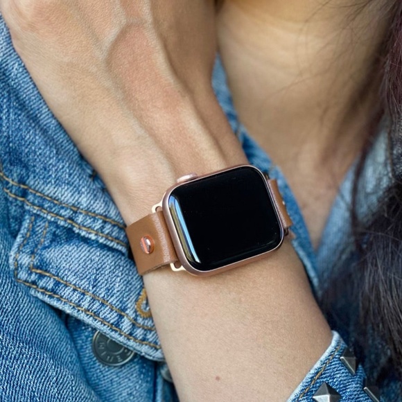 18mm Light Brown Vegan Leather Apple iWatch Band